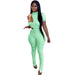 Color-Mint-Women Clothing Asymmetric Sunken Stripe Chest Wrap Cotton-Padded Clothes Slit Pants Three-Piece Suit-Fancey Boutique