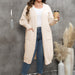 Color-Apricot-Women Coat plus Size Women Clothes Loose Mid Length Woven Sweater Double Pocket Lantern Sleeve Sweater Cardigan-Fancey Boutique