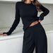 Autumn Black Milk Silk Pajamas Two Piece Set Soft Stretch Comfortable Women Home Wear-Fancey Boutique