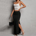 Simple Office Skirt Summer Elegance All Match Slimming Slit Sheath Dress-Black-Fancey Boutique