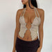 Metal Ring Hollow Out Cutout Halter Camisole Summer Sexy Cropped Top-Fancey Boutique