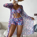 Color-Pattern 5-Swimsuit Women Split Three Piece Suit High Waist Long Sleeves Blouse Internet Celebrity Drawstring Suit-Fancey Boutique