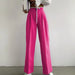 Color-Pink-Summer Women Clothing Solid Color Work Pant Elastic Waist Casual Trousers-Fancey Boutique