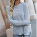 Color-Gray Pullover-Autumn Winter Solid Color All Matching Hooded Knitwear Loose Sweater Loose Collar Pullover Women-Fancey Boutique