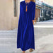 Color-Blue-Spring Gold Velvet Slimming Crew Neck Maxi Dress-Fancey Boutique