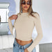 Color-Apricot-Y2g Tight Casual Long Sleeve Breathable Base Shirt Outer Wear Moisture Wicking T shirt-Fancey Boutique