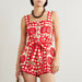 Summer Casual Niche Design Printed Lace Up Waist Controlled Slimming Sleeveless Suspender Jumpsuit Women-Red-Fancey Boutique