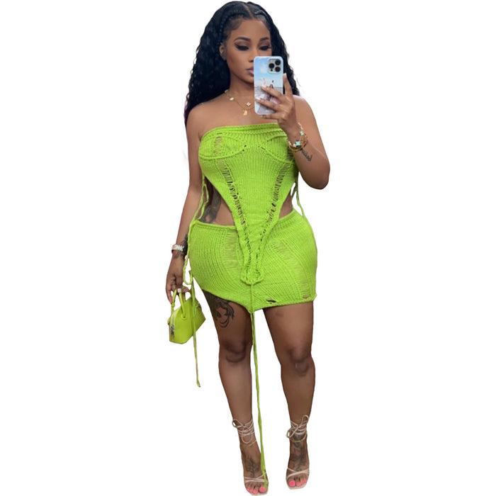 Color-Green-Sexy Sleeveless Skirt Beach Suit-Fancey Boutique