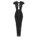 Elegant Long Mesh Dress Dinner Party Retro Autumn Winter Women Clothing-Black-Fancey Boutique