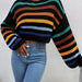 Autumn Winter Women Sweater Pullover round Neck Classic Striped Sweater Loose Casual Top Women-Black-Fancey Boutique