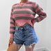 Color-Pink-Autumn Winter Sweaters Independent Site Color Matching Knitwear Wave Hem-Fancey Boutique