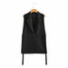 Color-Black-Autumn Solid Color Tied Decorative Split Single Button Vest Blazer Vest-Fancey Boutique
