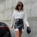 Color-Women Clothing Spring Wear a Set of Simple Loose White Shirt Waist Seal Skirt Outfit-Fancey Boutique