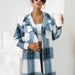 Color-Blue-Autumn Winter Women Clothing Plaid Long Collared Long Sleeve Coat-Fancey Boutique