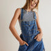 Color-Navy Blue-Loose Multi Pocket Shoulder Strap Jeans Women-Fancey Boutique
