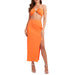 Color-Orange-Sexy Backless Underwaist Skirt Sexy Solid Color Two Piece Set Women-Fancey Boutique