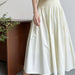 Color-Cream White-Pink High Waist Pleated Puffy A Line Skirt Mid Length Sweet Umbrella Skirt Women-Fancey Boutique