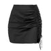 Color-Black-Solid Color Pleating Hip Skirt Sexy High Waist Zipper Satin Skirt Women Summer Women Clothing-Fancey Boutique