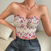 Color-Spring Summer Lace Floral Embroidered Top Trendy Short Exposed Cropped Breasted Tube Top-Fancey Boutique