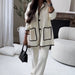 Color-White Pants-Women Stitching Bag Set Autumn Winter-Fancey Boutique
