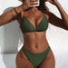 Color-Green-Split Swimsuit Sexy Swimsuit Solid Color Bikini-Fancey Boutique