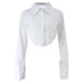 Color-White-Fall Women Clothing Sexy Sweet Fresh Polo Collar Breasted Slim Long Sleeve Top-Fancey Boutique