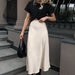 Autumn Imitation Acetate Satin A Swing High Waist Skirt Women Commuting Wear Long Skirt-Fancey Boutique