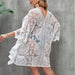 Casual See through Water Soluble Vacation Sun Protective Clothing Beach Dress-White-Fancey Boutique
