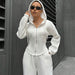 Spring Autumn Two Piece Set Trendy Hooded Cardigan Slim Fit Casual Women-White-Fancey Boutique