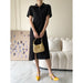 Color-Black-Waist-Tight Side Buckle Design Polo Collar Dress Summer Women-Fancey Boutique