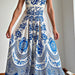 Color-Blue-Spring Summer Suspender Ethnic Symmetrical Printed Dress-Fancey Boutique