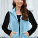 Women's Polar Fleece Zipper Collared Waistcoat-skyblue-Fancey Boutique