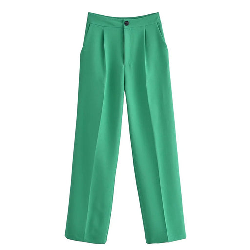 Color-Green-High Waist Wide Leg Trend Women Pants Spring Summer Candy Color Loose Drooping Mop Pants-Fancey Boutique