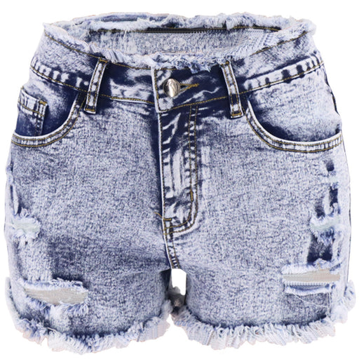 Color-light blue-Spring Summer Bleached Snowflake Women Denim Shorts-Fancey Boutique