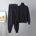 Color-Black-Casual Set Autumn Winter Turtleneck Solid Color Sweaters Two Piece Set-Fancey Boutique