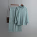 Color-Malachite blue-Autumn Winter Turtleneck Suit Gentle Comfortable Two Piece Sweater Solid Color Knitted-Fancey Boutique