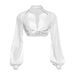 Color-White Top-Autumn Winter Women Long Sleeve Collared Cropped T shirt Slim Fit Slit Skirt Set-Fancey Boutique