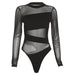 Color-Black-Autumn Women Clothing Sexy See Through Mesh Slim Fit Figure Flattering Jumpsuit Top-Fancey Boutique