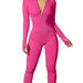 Color-Coral Red-Women Sports Jumpsuit Workout Ribbed Long Sleeve Zipper Casual Jumpsuit Trousers Tight-Fancey Boutique