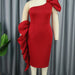 Color-Red-Wooden Ear High Waisted Dress Elegant Party Women Clothing Dresses-Fancey Boutique