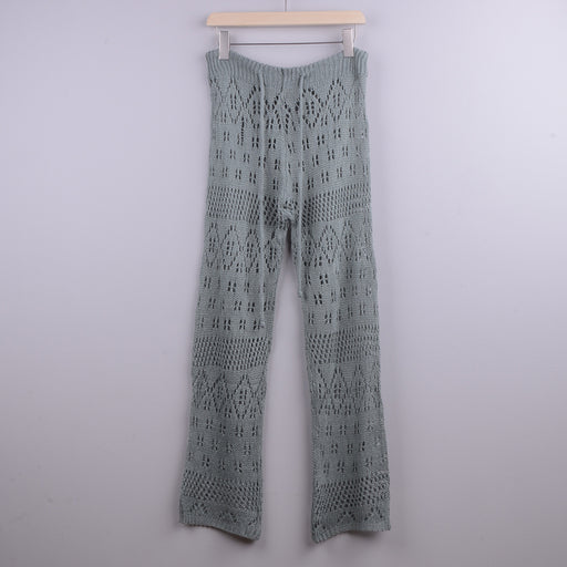 Color-Turquoise-Hand Crochet Hollow Out Cutout out Strap Beach Pants Women Casual Trousers-Fancey Boutique