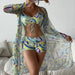 Color-Pattern 9-Swimsuit Women Split Three Piece Suit High Waist Long Sleeves Blouse Internet Celebrity Drawstring Suit-Fancey Boutique