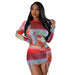 Color-Multi-Women Clothing Mesh Positioning Printing Exposed Cropped Pleating Sexy Mid Length Skirt Set-Fancey Boutique