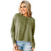 Color-Green-Women Clothing Autumn Winter Long Sleeve Pullover Top Women Loose round Neck Simple Sweater Women-Fancey Boutique