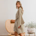 Color-Khaki-Autumn Cotton Loose Comfortable Skin Friendly Simple Solid Color Tied Nightgown Home Wear for Women-Fancey Boutique