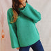 Color-Green-Casual Loose Solid Color off Neck Knitted Long Sleeved Pullover Bottoming Thick Needle Sweater for Women-Fancey Boutique