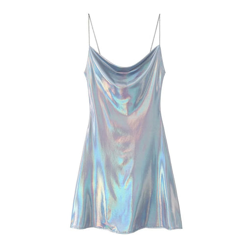 Color-Crystal blue-【MOQ-5 packs】 Fall Women Clothing Metal Strap Dress-Fancey Boutique