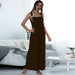 Color-brown-Summer Women Clothing Smocking Vest Sling Wide Leg Jumpsuit Women-Fancey Boutique