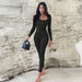 Color-Black-Women Jumpsuit Elegant Slim Fit Long Sleeved Jumpsuit-Fancey Boutique