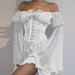 Color-White Suit-Chiffon off Shoulder Irregular Asymmetric Women Dress Waist Set Office Skirt-Fancey Boutique